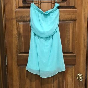 Strapless mint green chiffon dress
